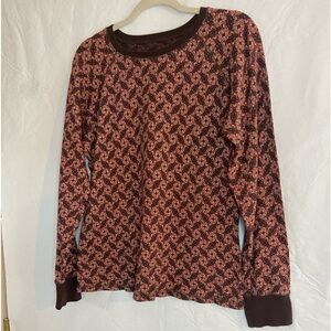 Cabelas Women's Burgandy-ish Crew Long Sleeve Waffle Knit Top  Size Large